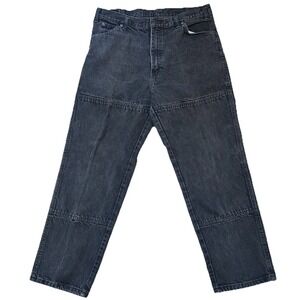 Vintage Dickies Men Jeans 36X30 Black Denim Cargo Double Knee Y2K Workwear